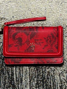 Victoria's Secret Red Floral Wristlet Clutch